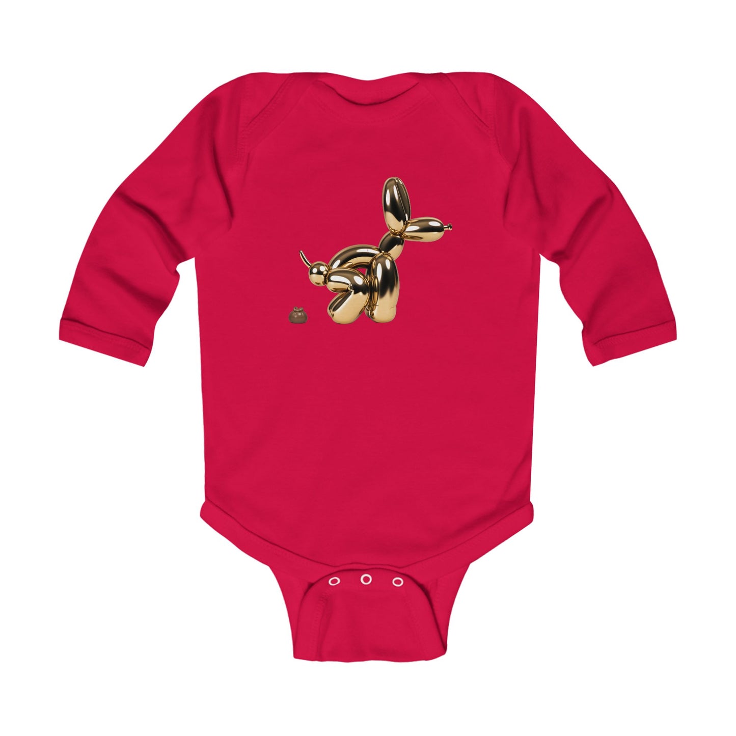 Gold Balloon Dog Infant Long Sleeve Bodysuit - Cute Babywear for Playful Moments