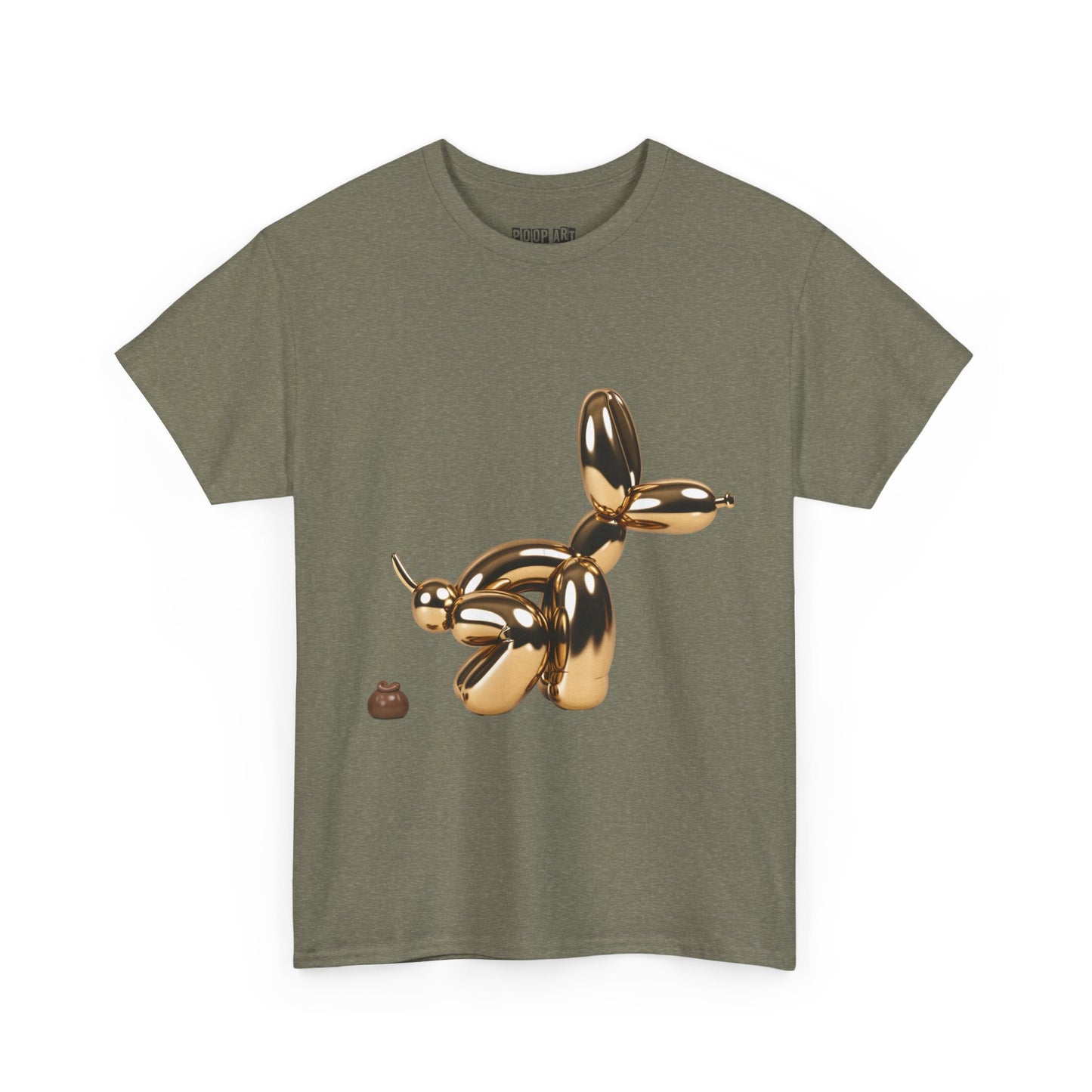 Humorous Unisex Heavy Cotton Tee - Balloon Dog & Poop Art Design