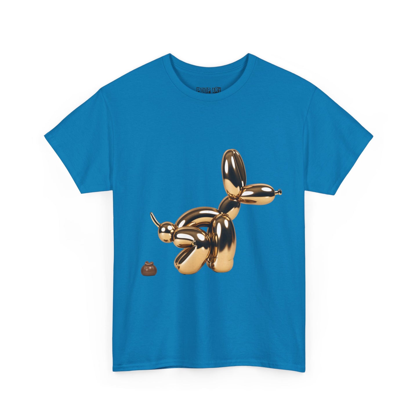 Humorous Unisex Heavy Cotton Tee - Balloon Dog & Poop Art Design