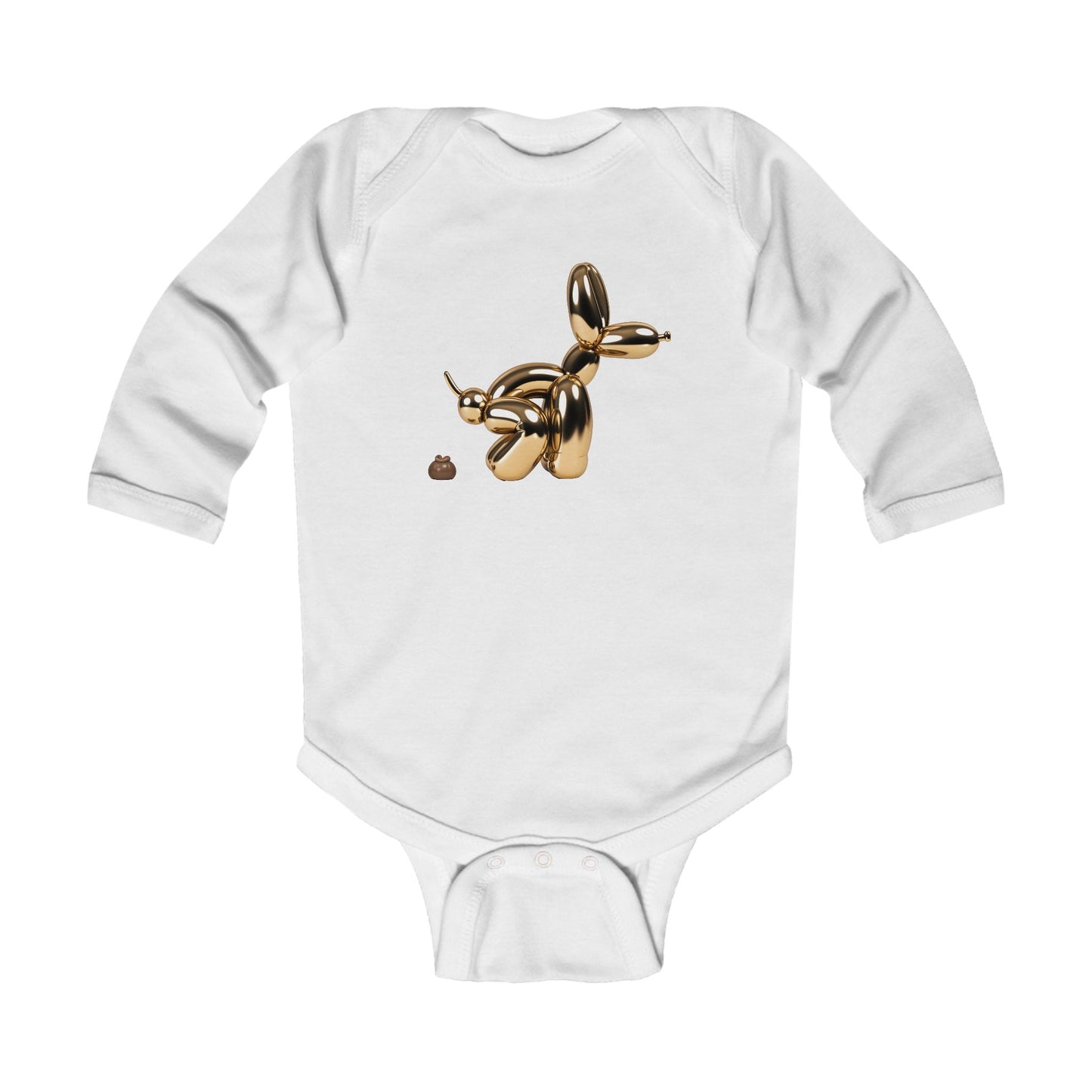 Gold Balloon Dog Infant Long Sleeve Bodysuit - Cute Babywear for Playful Moments