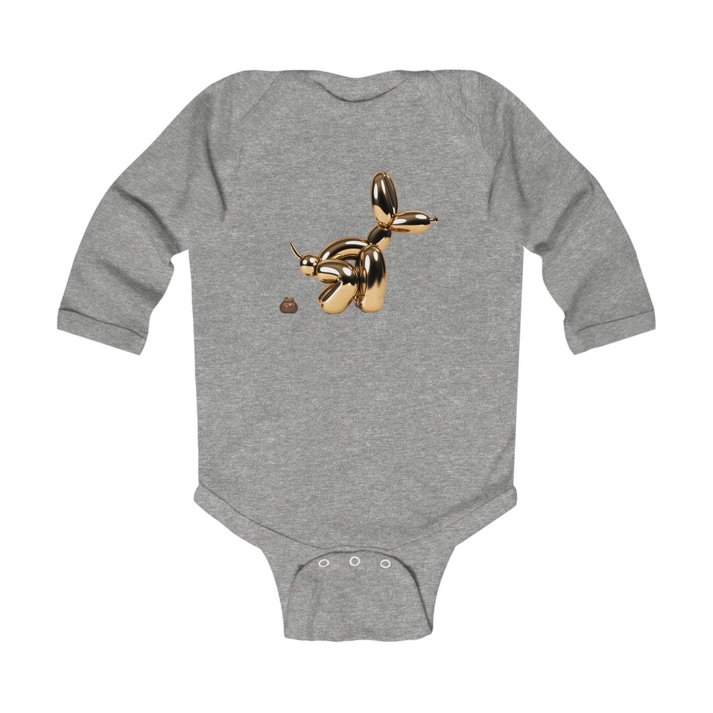 Gold Balloon Dog Infant Long Sleeve Bodysuit - Cute Babywear for Playful Moments