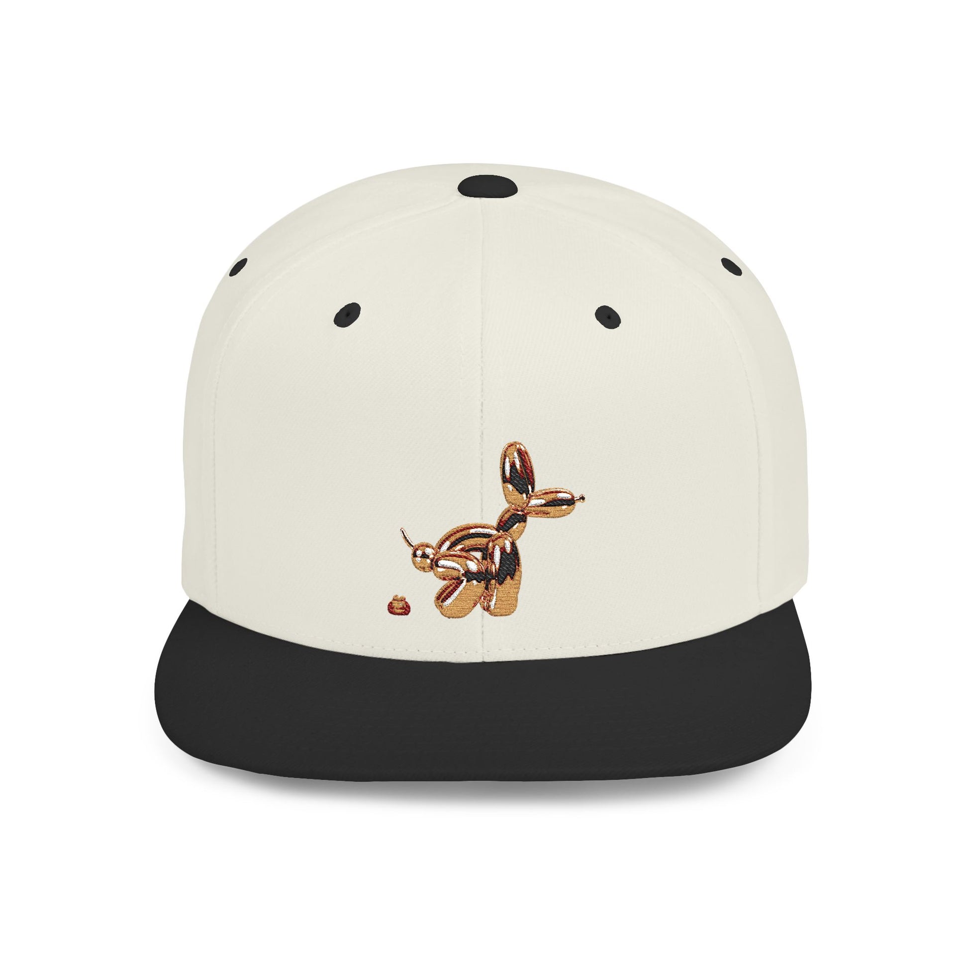 flat bill snapback hat balloon dog design