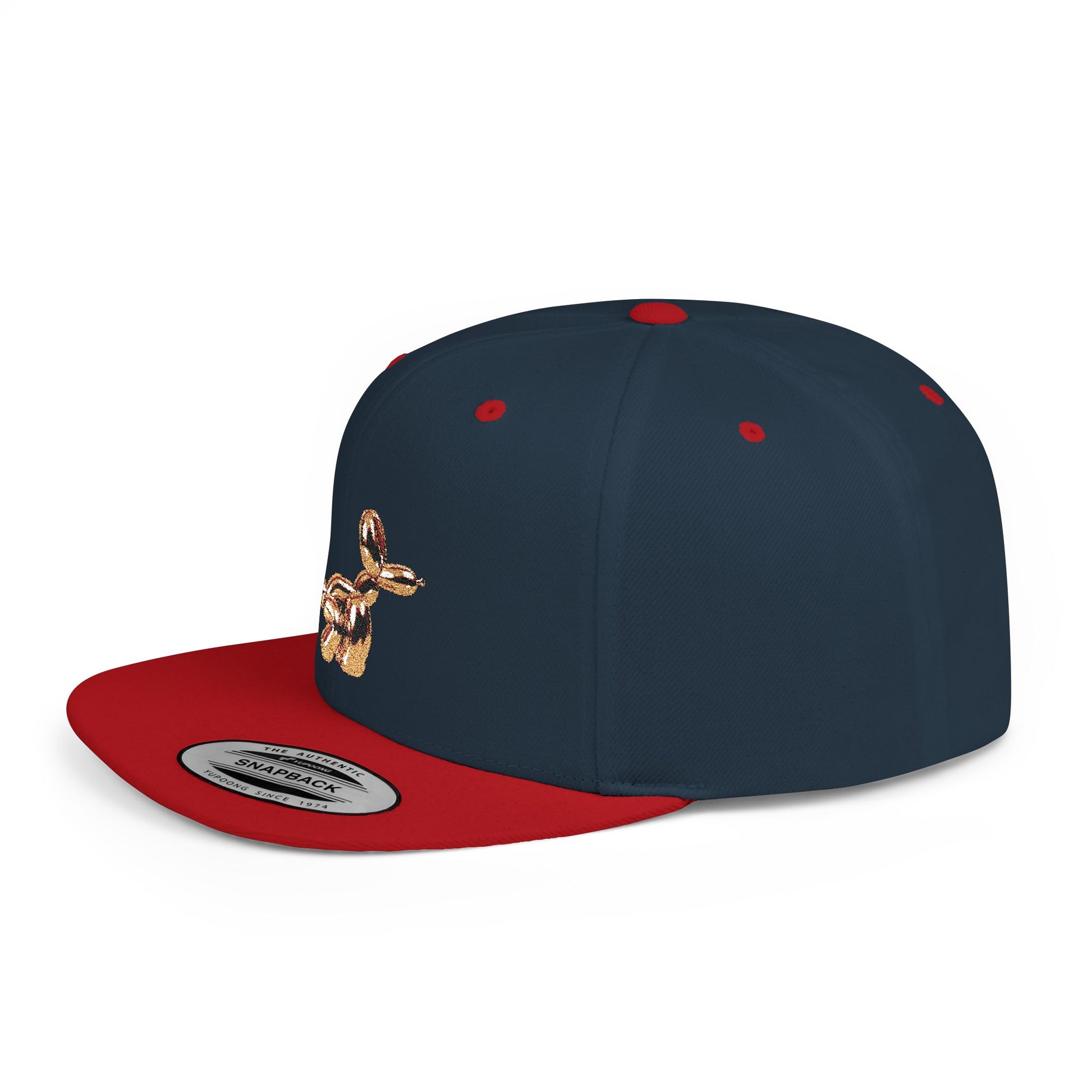 flat bill snapback hat balloon dog design