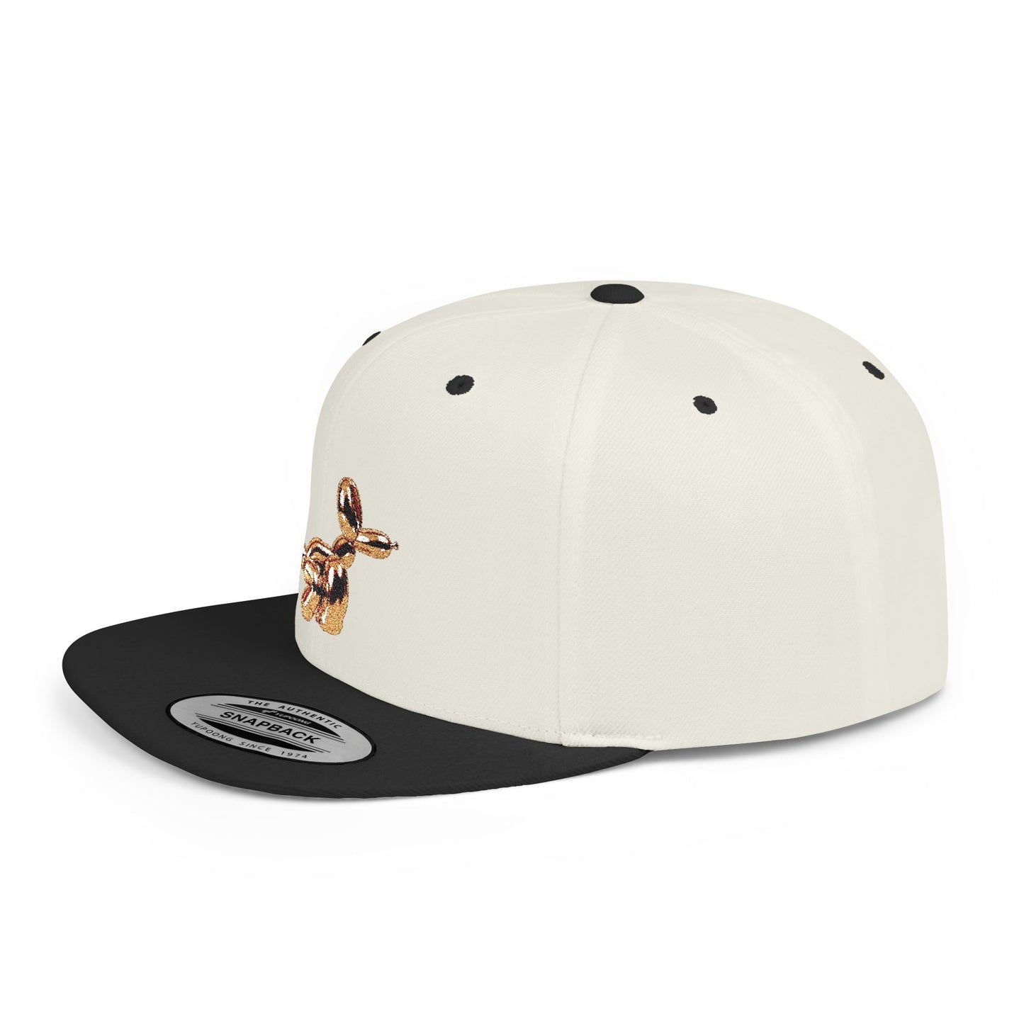 flat bill snapback hat balloon dog design