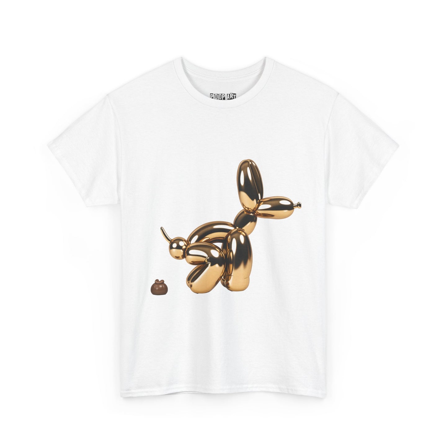 Humorous Unisex Heavy Cotton Tee - Balloon Dog & Poop Art Design