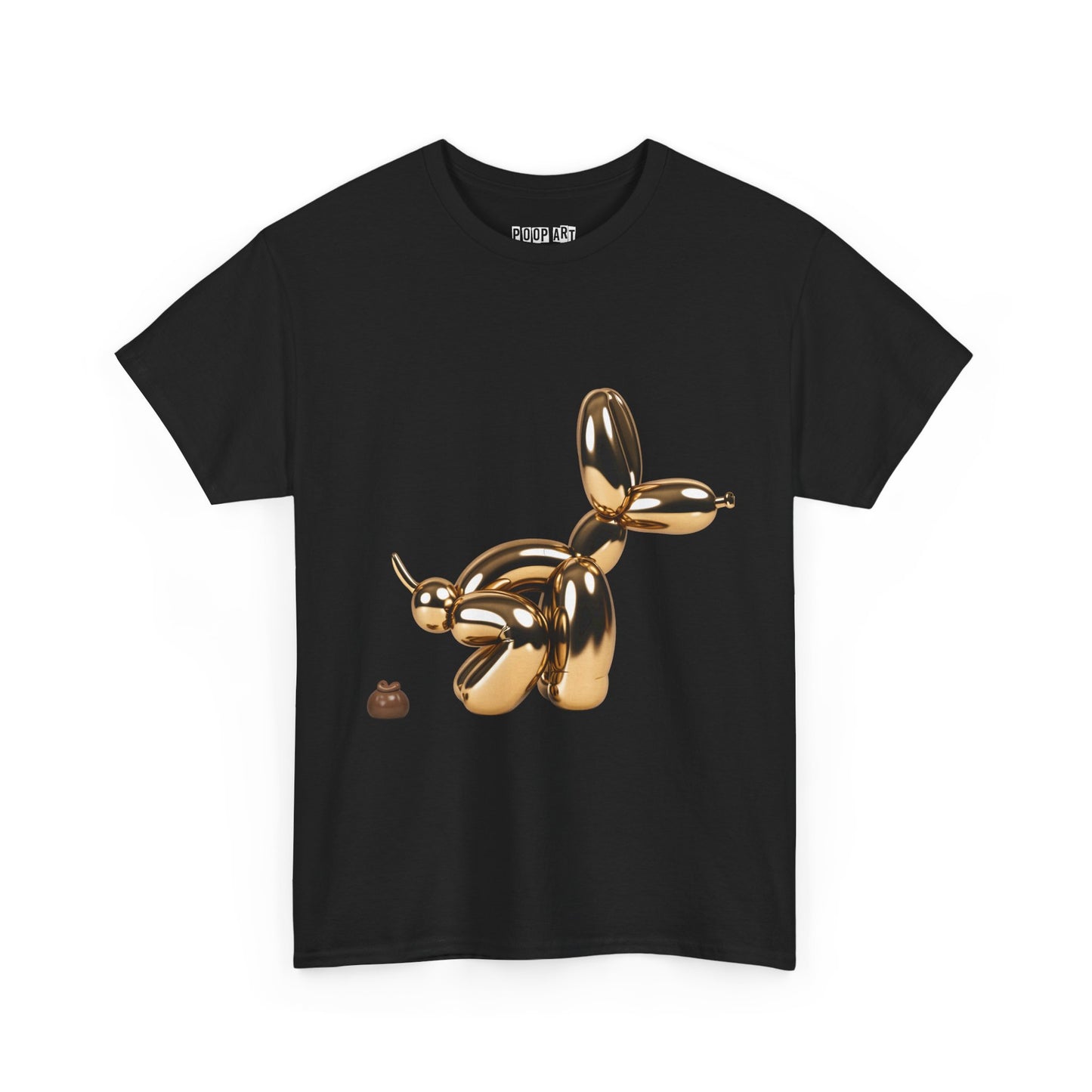 Humorous Unisex Heavy Cotton Tee - Balloon Dog & Poop Art Design