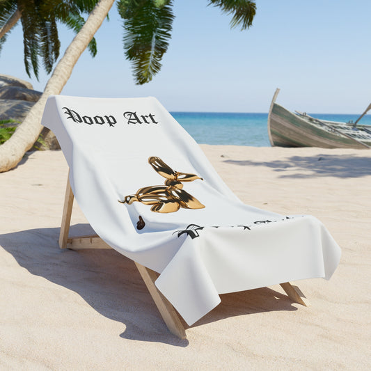 Funny Pooping Balloon Dog Beach Towel — Humorous Novelty Pool & Sand Towel