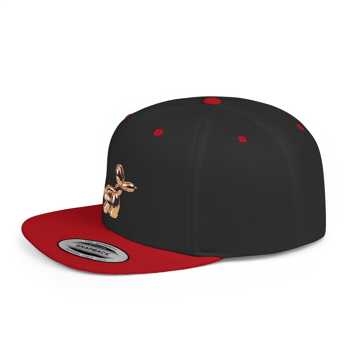 flat bill snapback hat balloon dog design