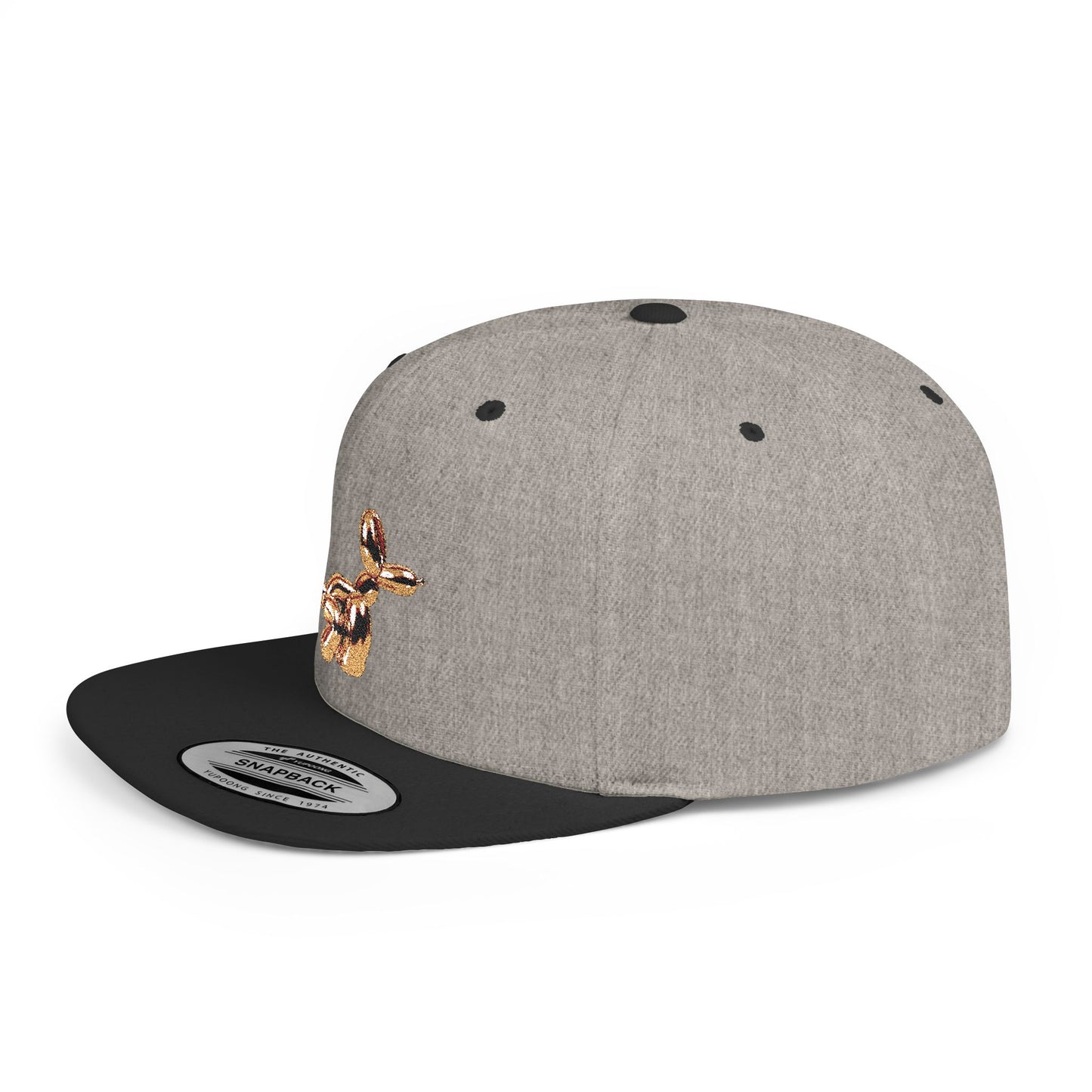 flat bill snapback hat balloon dog design