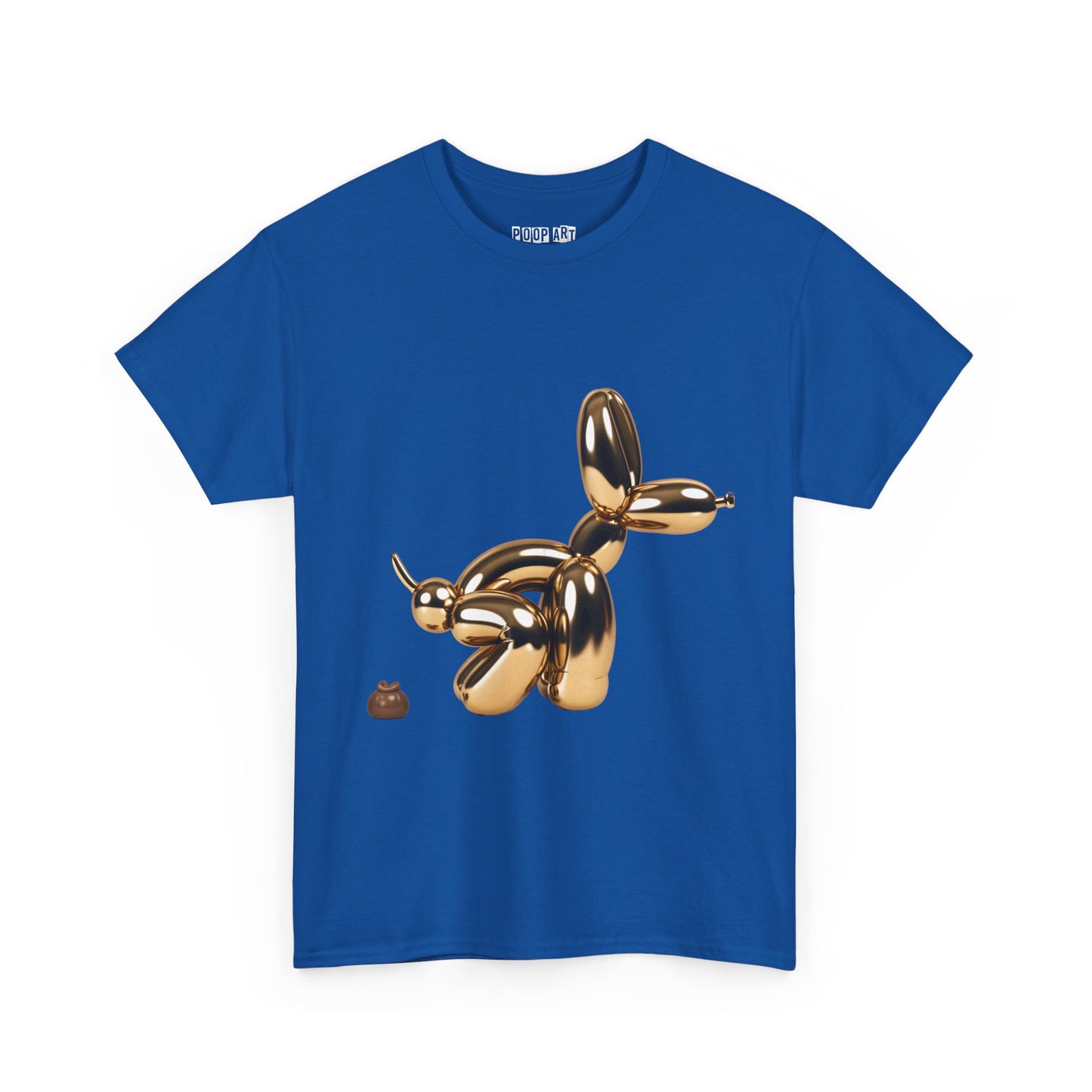 Humorous Unisex Heavy Cotton Tee - Balloon Dog & Poop Art Design