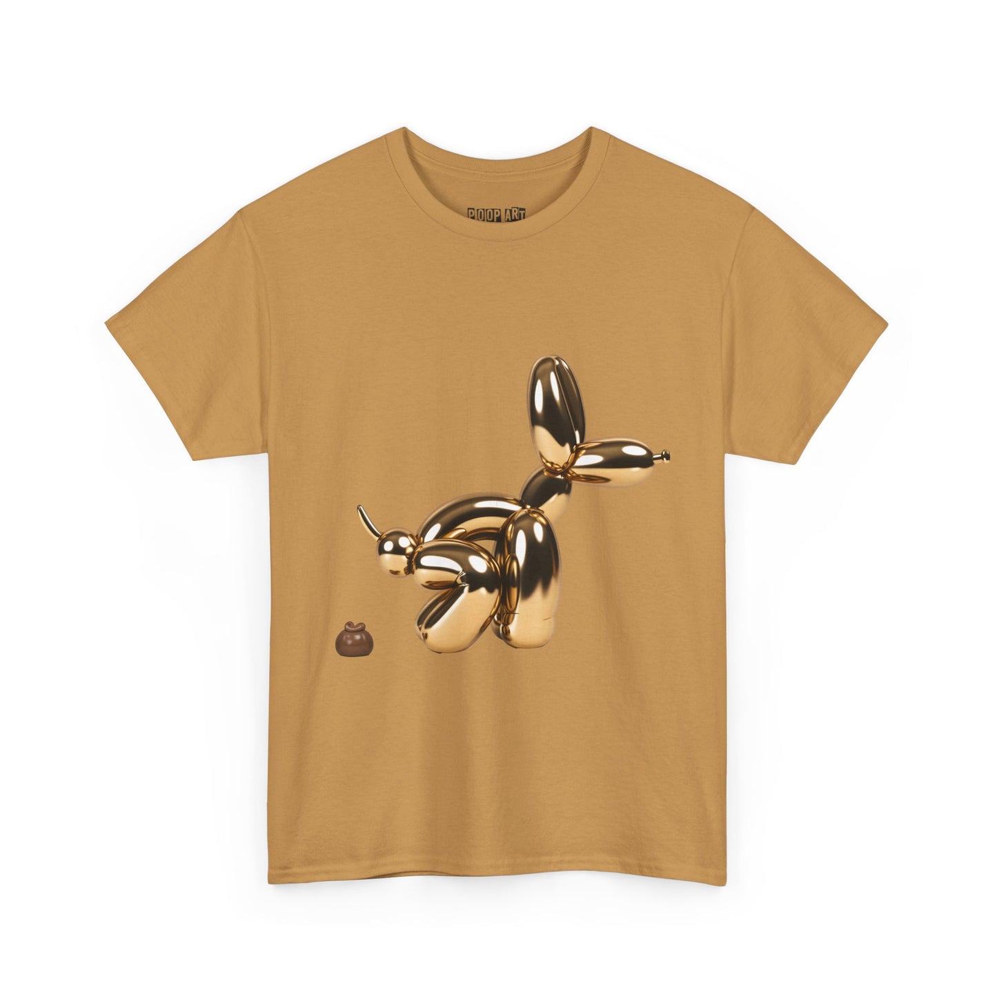 Humorous Unisex Heavy Cotton Tee - Balloon Dog & Poop Art Design