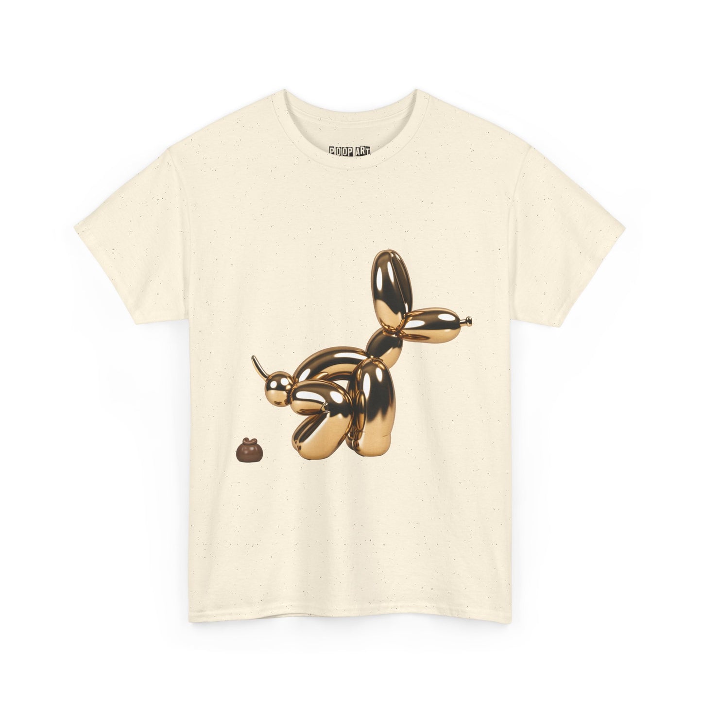 Humorous Unisex Heavy Cotton Tee - Balloon Dog & Poop Art Design