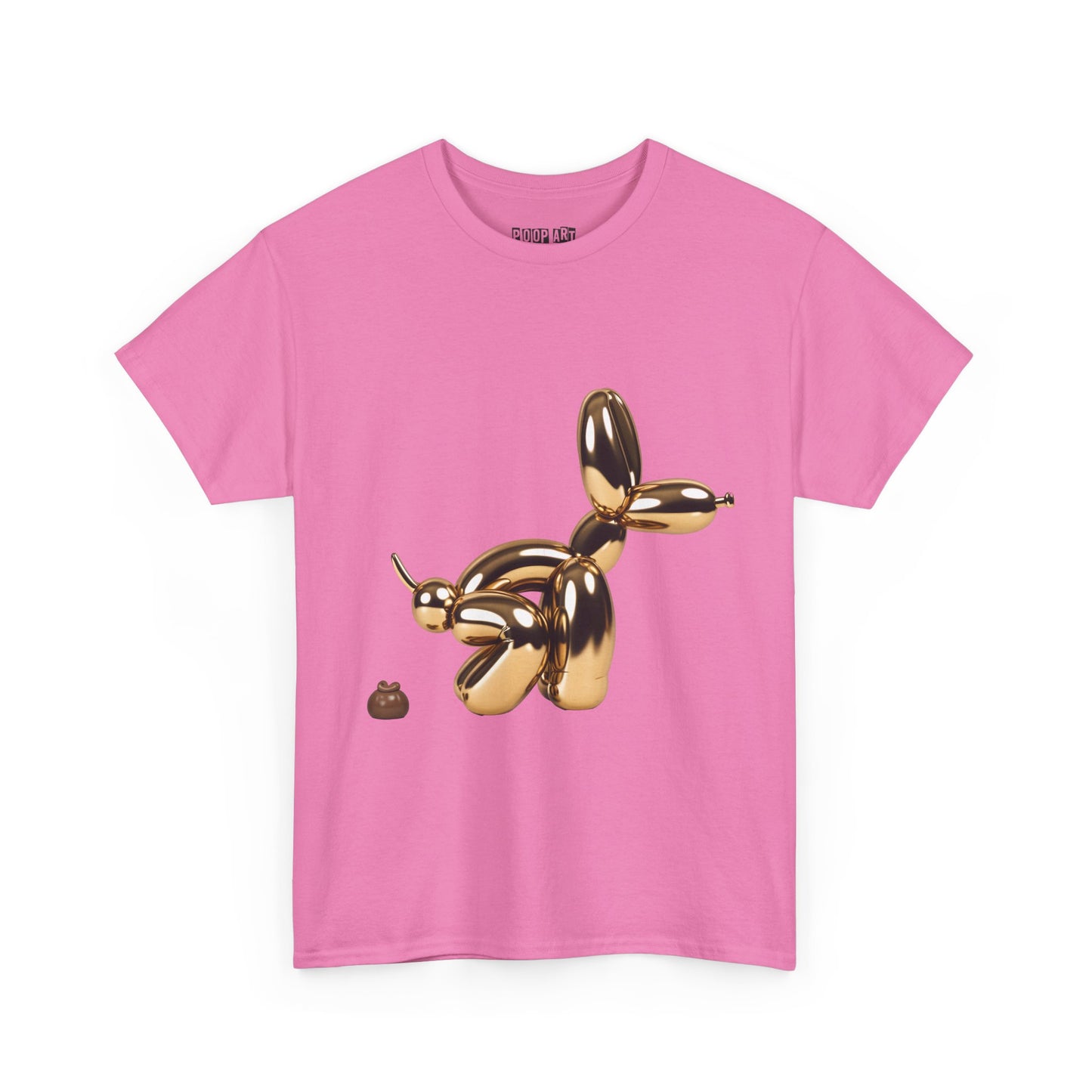 Humorous Unisex Heavy Cotton Tee - Balloon Dog & Poop Art Design