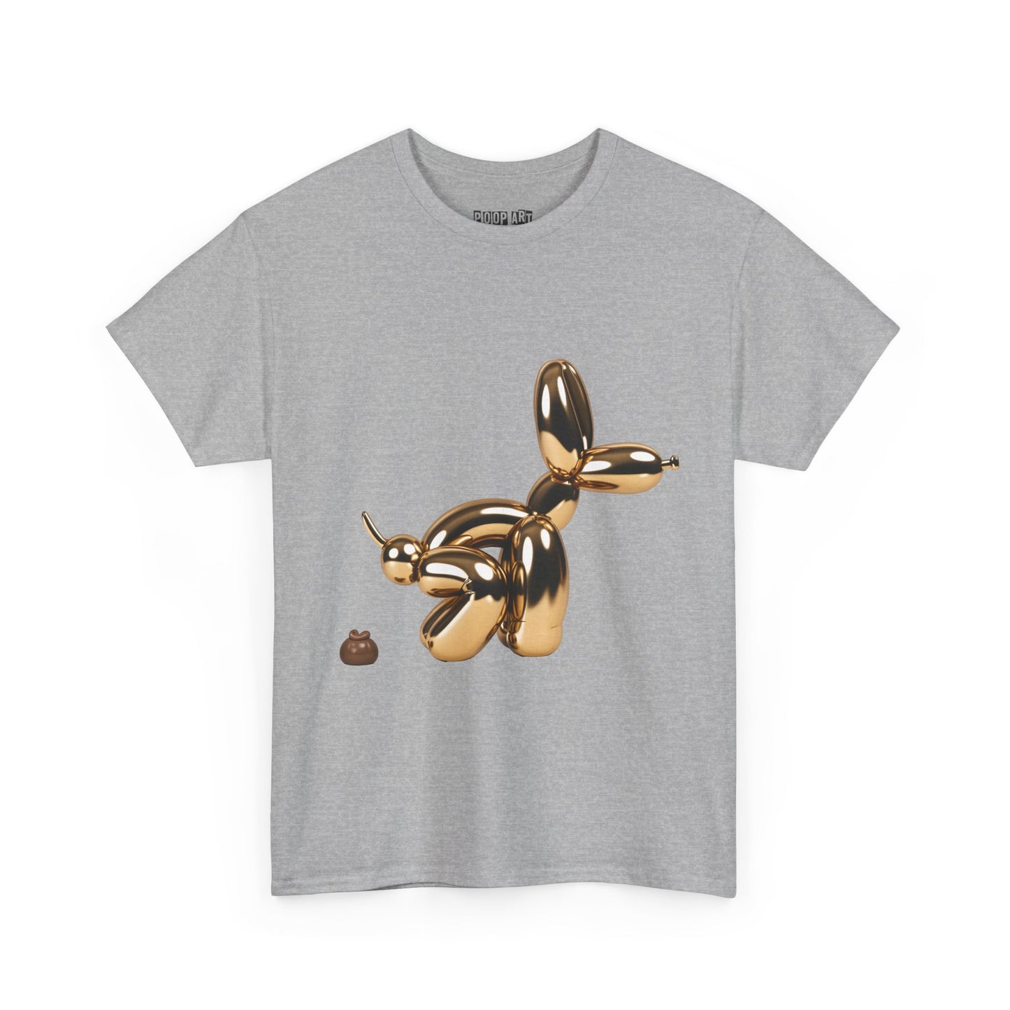 Humorous Unisex Heavy Cotton Tee - Balloon Dog & Poop Art Design